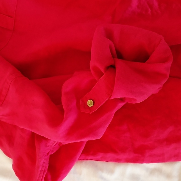 Lauren Ralph Lauren Women's Blouse Shirt Barbie Hot Pink 100% Linen Size L - Picture 16 of 16